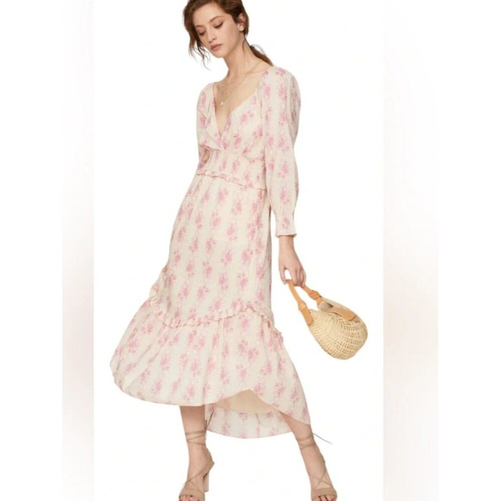LOVESHACKFANCY Firefly Maxi Dress Pink floral Ethereal flowy summer dainty MED